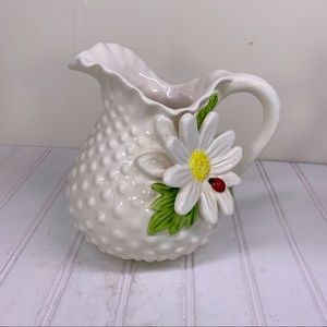 Daisy Hobnail white ceramic pitcher